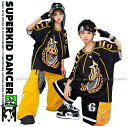 ヒップホップ 衣装 セットアップ 派手 黒 黄色 ダンス衣装 キッズ 子供ダンス服 ダンスウェア K-POP 韓国 男の子 ガールズ Tシャツ パンツ