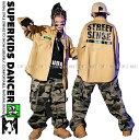 キッズダンス衣装 セットアップ ヒップホップ ファッション ダンス衣装 キッズ 男の子 ガールズ ミリタリー シャツ 迷彩パンツ カモフラージュ ベージュ