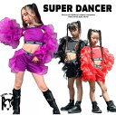 キッズ ダンス衣装 セットアップ ガールズ ヒップホップ かっこいい 派手 フリル オーガンジー キッズダンス衣装 シースルー へそ出し トップス スカパン 韓...