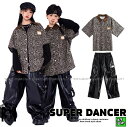 ヒップホップ 衣装 ダンス衣装 キッズ セットアップ 男の子 ガールズ ヒョウ柄シャツ レザーパンツ K-POP 韓国 子供ダンス服 ダンスウェア