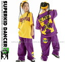 ヒップホップ 衣装 キッズダンス衣装 セットアップ 韓国 子供ダンス服 派手 黄色 紫 K-POP hiphop 男の子 ガールズ ダンス衣装 キッズ Tシャツ...