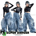 ダンス衣装 セットアップ ガールズ ヒップホップ 衣装 K-POP 韓国 黒 デニム 派手 ダンスウェア キッズダンス衣装 ボディカットスーツ カットアウト ト...