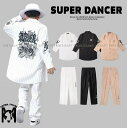 ロックダンス衣装 ダンス衣装 キッズ 子供 大人 メンズ レディース ダンスウェア キッズダンス衣装 ストライプ柄 スーツ シャツ スラックス 白 黒 ベージュ