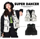 フィッシングベスト ダンス衣装 小物 ヒップホップ ファッション メンズ レディース 大人 ダンス 衣装 ベスト 上着 ブルゾン K-POP 韓国 白 黒
