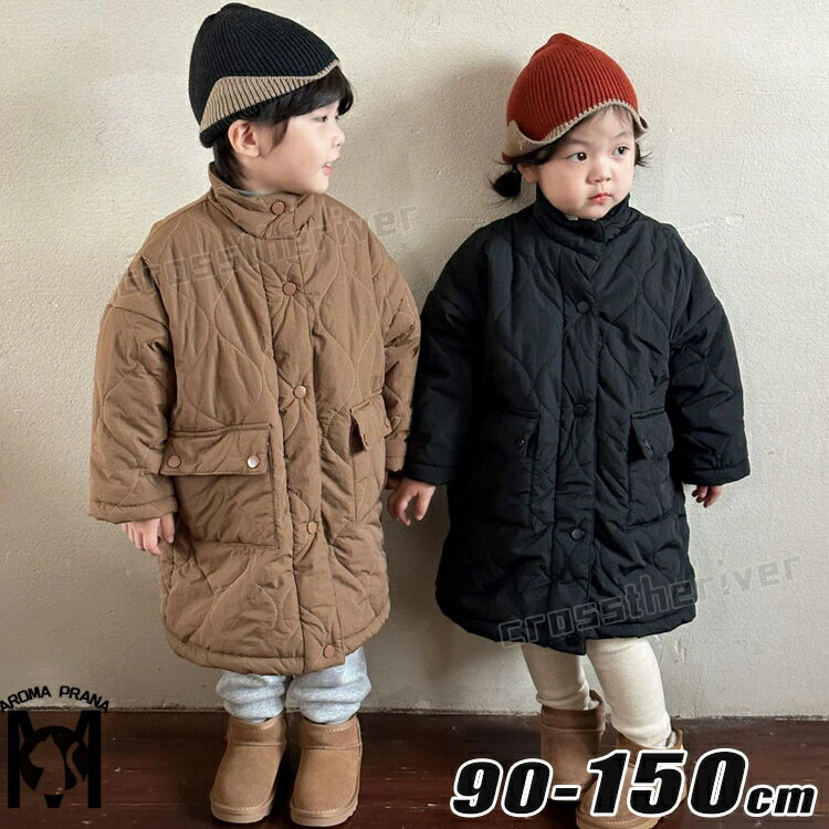ベンチコート ジュニア 女の子 ベンチ コート キッズ 140cm 裏ボア 中綿 コート 男の子 冬服 中綿ジャケット 韓国 風パーカー 裏起毛 アウター ブラック ブラウン 冬 ロングコート 前開き ふわもこ 暖かい こども服 上着 あったか 防寒 防風 シンプル カジュアル 90cm 150cm