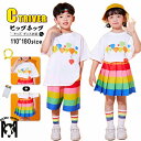 虹色 チアダンス 衣装 キッズ 小学生 応援団 可愛い プリーツスカート 短パンツ キッズ ダンス 衣装 セットアップ 幼稚園 tシャツ 半袖 白 ダンス衣装 ...