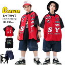 k-pop 衣装 赤 柄シャツ 半袖 キッズダンス衣装 セットアップ デニムパンツ レッド ジャケット ヒップホップ 青パンツ ハーフパンツ 男の子 ガールズ ...
