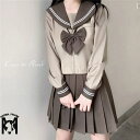 なんちゃって制服 セーラー服 入学式 お花見 グッズ ブラウス スカート セット セーラー襟 女子高生 卒業式 韓国 制服 上下セット 長袖 リボン 春 花見 ...
