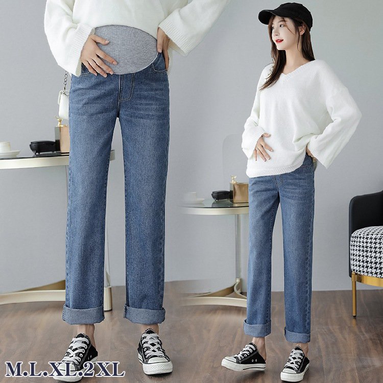 ジ 産後 妊娠 マタニティ オシャレ 美形 ロングズボン 普段着 ストレート 着痩せ 腹サポート デニムズボン 春秋 長ズボン パンツ