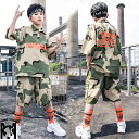 人気迷彩柄 ダンス衣装 迷彩トップス 半袖 ハーフパンツ サルエルパンツ ショット丈 子供 ヒップホップダンス セットアップ こども ジャージダンス ジャズダンス へそ出し 110 120 130 140 150 160 170cm 七五三 運動会 舞台 ステージ衣装 練習着 ジャズ