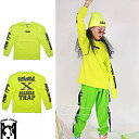 蛍光 グリーン tシャツ キッズ ダンス衣装 ヒップホップ ダンストップス レディース 長袖 女の子 男の子 運動会 舞台 応援団 ジャズダンス おしゃれ 原宿...
