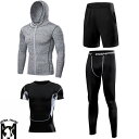 【4点セット】スポーツウェア コンプレッションウェア メンズ 上下 半袖 パンツ tシャツ 上下スポーツウェア スポーツウェア ランニングウェア トレーニングウ...