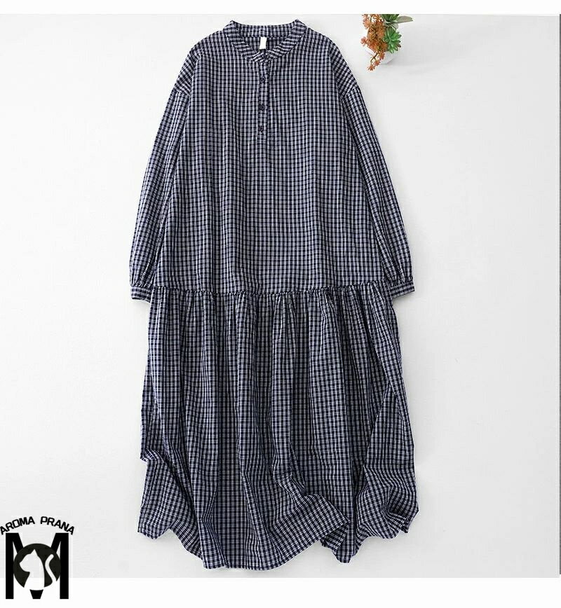 シャツワンピース チェック柄 ロングワンピース ワンピース レディース 長袖 ロング丈 秋 シャツワンピ 長袖ワンピース チェック 大きいサイズ 体型カバー ゆったり チュニック 折襟 マキシ ラウンドネック 切り替え 着痩せ オシャレ リラックス 部屋着 ルームウェア 春 秋