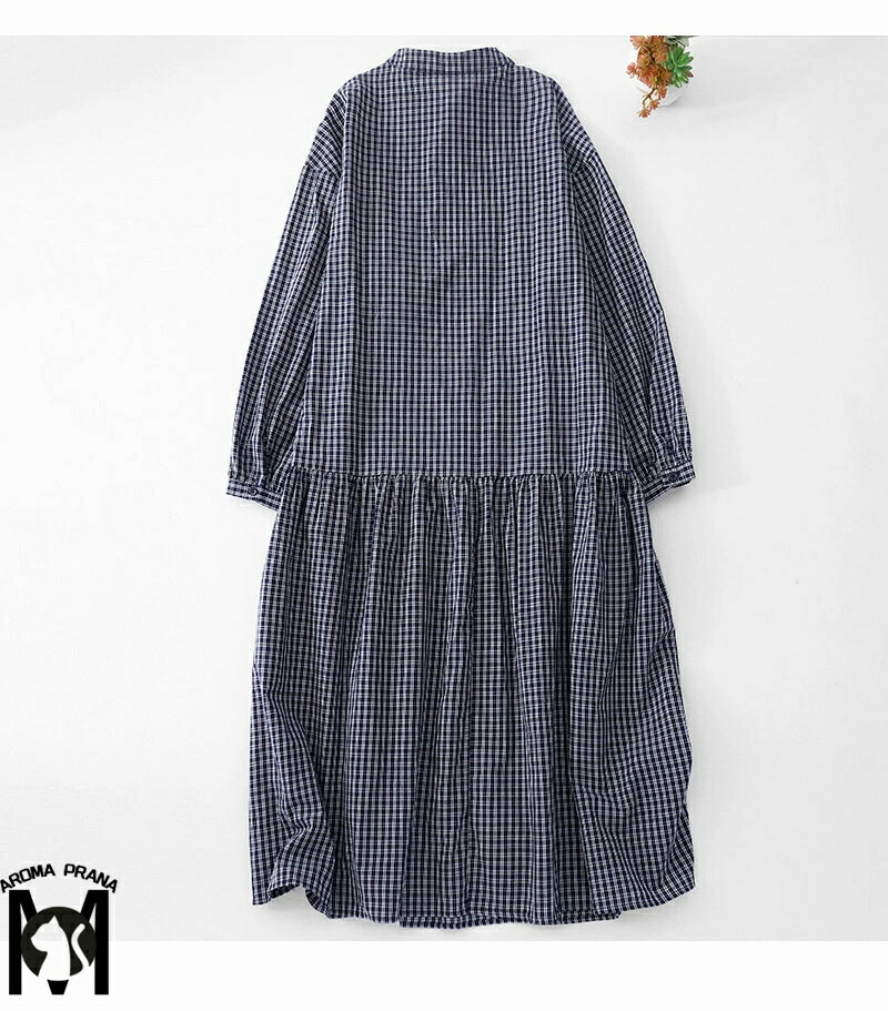 シャツワンピース チェック柄 ロングワンピース ワンピース レディース 長袖 ロング丈 秋 シャツワンピ 長袖ワンピース チェック 大きいサイズ 体型カバー ゆったり チュニック 折襟 マキシ ラウンドネック 切り替え 着痩せ オシャレ リラックス 部屋着 ルームウェア 春 秋