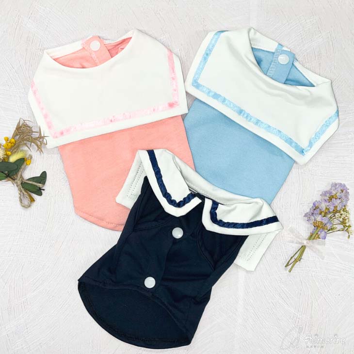【期間限定20%OFF 1190円→952円】着用動画あり犬 秋服 薄手生地 セーラー服風 トップス ワンピース ペットウェア イヌ ネコ 人気 ペット用品 お出かけ お散歩 ワンちゃん服 犬 服 ペット服 犬用スカート 犬洋服 韓国風 メール便OK 【a204】送料無料