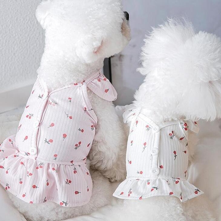 犬 服 ワンピース ドレス 小型犬用 女の子 かわいい ペット服 お出かけ キャミソール サクランボ かわいい ドッグウェア ペットウェア お散歩 ワンピース ペット用スカート おしゃれ メール便OK 【a162】【送料無料】