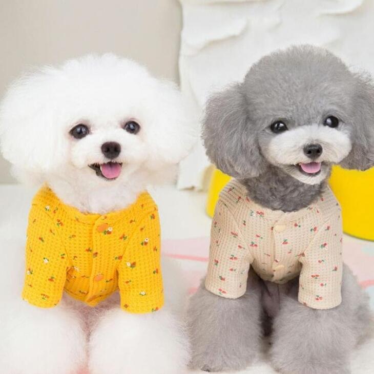 秋服 犬 服 ドッグウェア ペット服 トップス カーディガン ジャケット かわいい 韓国風 ワッフル生地 おしゃれ お出かけ お散歩 かわいい 花柄 猫 猫用 犬用 猫雑貨 メール便 【a184】【送料無料】