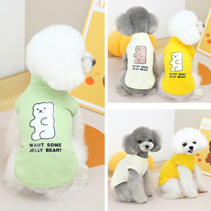 犬服 ドッグウェア トップス カットソー Tシャツ くま柄 くまちゃん カラフル シンプル インナー インナーウェア 重ね着 爽やか 可愛い 春 服 夏 小型犬 ペットウェア 洋服 犬洋服 お出かけ お散歩 散歩着 わんちゃん用 ネコ 春夏 カジュアルメール便OK【a212】