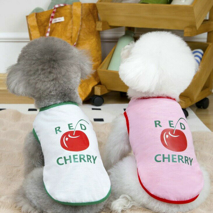 NEW! 新作 超!可愛い 秋冬 犬服 猫服 小型犬服 カットソー 袖なし 男の子 女の子 タンクトップ プチプラ おしゃれ シンプル さくらんぼ フルーツ シャツ かわいい 春シャツ 春トップス パピー 犬用品 犬服 猫【a445】