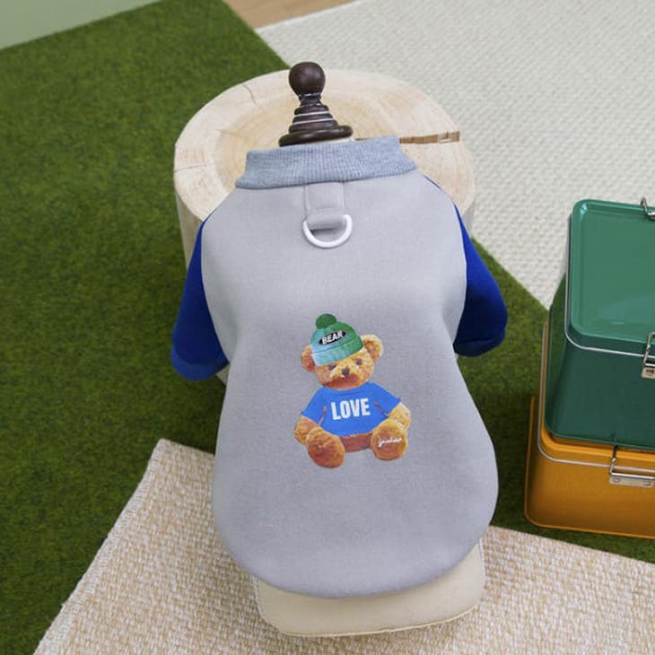 NEW! 小型犬 秋服 冬服 Tシャツ ペットウェア くま柄 半袖 スウェット お散歩 犬 服 着させやすい 人気 トップス シャツ Dカン付き お出かけ 猫服 猫ちゃん 涼しい 男の子 エメリール【a464】