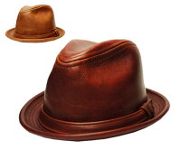 ニューヨークハット　New York Hat　9290 vintage leather fedora　ヴィンテージ レザー フェドラ　Brandy Rust　帽子　ハット　ビンテージ　革　中折れハット　ランバスキン　紳士　婦人　メンズ　レディース　男女兼用　あす楽　大きなサイズ