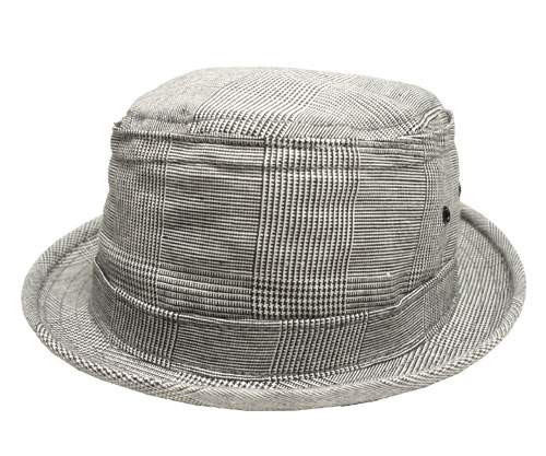 ニューヨークハット New York Hat（ニューヨークハット）ポークパイハット #3058 PLAID LINEN STINGY, Grey