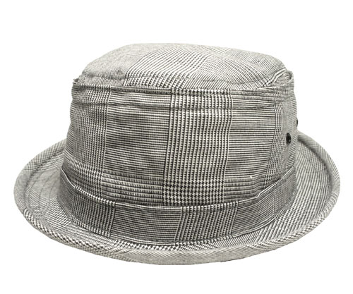 New York Hat（ニューヨークハット）ポークパイハット #3058 PLAID LINEN STINGY, Grey