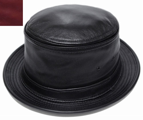 ニューヨークハット ニューヨークハット 帽子 ポークパイハット NEW YORK HAT 9246　LAMBSKIN STINGY ラムスキン　スティンジー　Black レザー 大きいサイズ　XXL メンズ　レディース　送料無料 別注