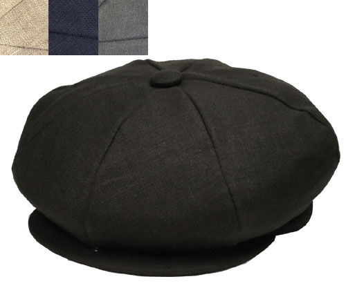 ニューヨークハット ニューヨークハット New York Hat　6212 LINEN NEWSBOY リネンニュースボーイ　キャスケット Black　Oatmeal　Navy　Grey　紳士　婦人　メンズ　レディース　男女兼用