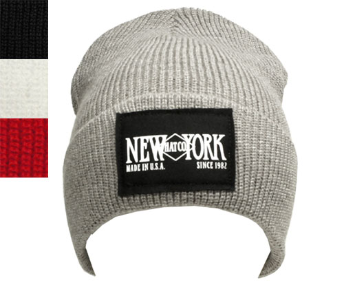 ニューヨークハット ニット帽 メンズ NEW YORK HAT（ニューヨークハット）ニットキャップ　#4687 NEW YORK HAT LOGO CAP　ニューヨーク ハット ロゴ キャップ グレー ブラック ホワイト レッド