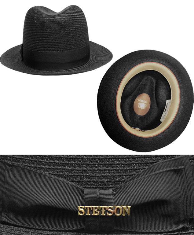 帽子 ステットソン STETSON SE132 マニッシュ ストロー ハット 黒 アメリカ製 高級 日よけ メンズ レディース