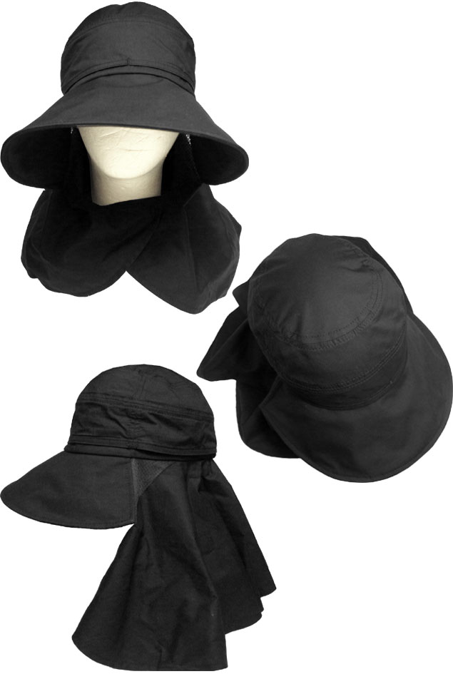 Milsa Le Mieux ミルサルミュー　LM UV Mask Hat 186-372203 BLACK NAVY 黒 紺 UVケア 帽子 紫外線 対策 日よけ 折りたたみ レディース 女の子 小顔