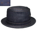 ニューヨークハット 帽子 ポークパイハット NEW YORK HAT 3059 DENIM STITCH STINGY デニム スティッチ スティンジー デニム ブルー インディゴブラック カジュアルハット 大きいサイズ メンズ レディース 男女兼用 春夏秋冬