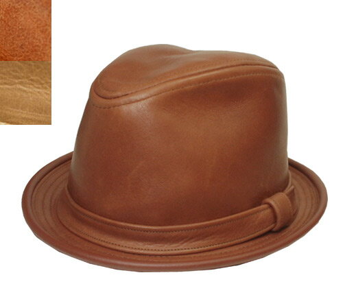 ニューヨークハット ニューヨークハット　New York Hat　9290 vintage leather fedora　ヴィンテージ レザー フェドラ　Brandy Rust　帽子　ハット　ビンテージ　革　中折れハット　ランバスキン　紳士　婦人　メンズ　レディース　男女兼用　あす楽　大きなサイズ