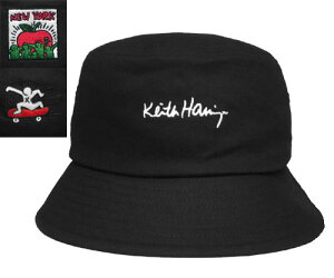 Keith Haringキース・ヘリング × Manhattan Portageマンハッタンポーテージ MP111 Buket Hat White Red Multi コラボ サハリハット ストリート メンズ レディース 男女兼用