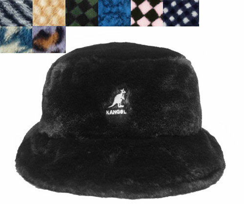 カンゴール KANGOL Faux fur bucket SOLIDBLACK GREYHERRINGBONE LAVENDERLEOPARD BLUEHOUNDSTOOTH TANCHECK BLUESNAKE PEPTOCHECK OLIVECHECK BLACKGINGHAM ファー バケットハット メンズ レディース