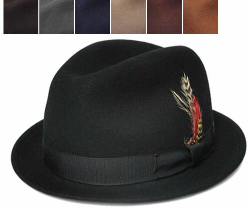 ニューヨークハット ニューヨークハット New York Hat 5325 Pinched Stingy Fedora (LITE FELT STINGY) スティンジー フェドラ ブラック　 グレー ブラウン ネイビー アーモンド バーガンディー 中折れ メンズ レディース ツバ短