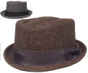 New York Hat ニューヨークハット 5547 Herringbone Pork Pies ヘリンボン ポークパイ Brown Grey 帽子 ハット ...