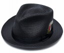 ニューヨークハット 帽子 ストローハット 麦わら帽子 中折れ 春夏 New York Hat 2319 SEWN BRAID FEDORA ソーンブレイドフェドラ ブラック バンブー XXL 大きいサイズ メンズ レディース