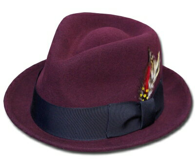 送料無料　New York Hat　ニューヨークハット　フェルトハット　5329　Tear Drop Stingy Fedora　ティアドロップ　スティンジー　フェドラ　Burgundy　帽子　ハット　中折れハット　フェルトハット　紳士　婦人　メンズ　レディース　男女兼用　あす楽