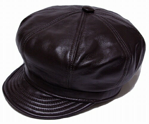 New York Hat　ニューヨークハット　9207　LAMBSKIN SPITFIRE　ランバスキン　スピットファイア　Brown　帽子　キャスケット　レザー　紳士　婦人　メンズ　レディース　男女兼用