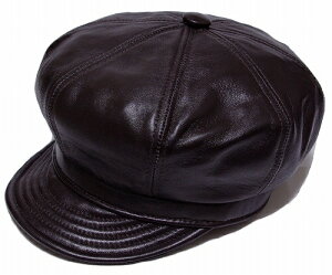 New York Hat　ニューヨークハット　9207　LAMBSKIN SPITFIRE　ランバスキン　スピットファイア　Brown　帽子　キャスケット　レザー　紳士　婦人　メンズ　レディース　男女兼用