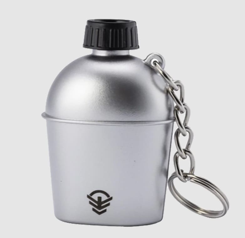 RETRO MOTIF　軍用水筒型LEDキーホルダー/シルバー