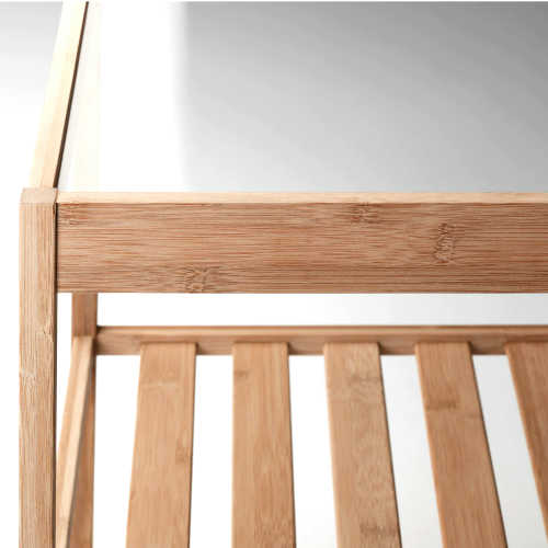 202107イケア IKEA ネスナ ベッドサイドテーブル36x35 cmガラストップ 天然素材 竹製ミニテーブル　ナイトテーブル【smtb-ms】80453139