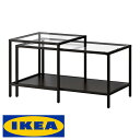 202311IKEA VITTSJO ガラス ネストテーブル 2点セット イケア ヴィットショー 強化ガラス ネスト テーブル 90x50cm ブラックブラウンリビング インテリア テーブル 机【smtb-ms】60215333