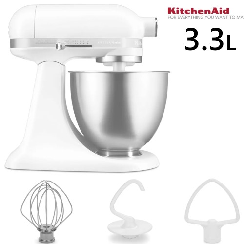 【直送便】202311キッチンエイド アルチザン ミニ スタンドミキサー 3.3L シャイニーホワイトKitchenAid Artisan Mini Stand Mixer10段階速度調節 ミキサー パン お菓子 作り033954-5