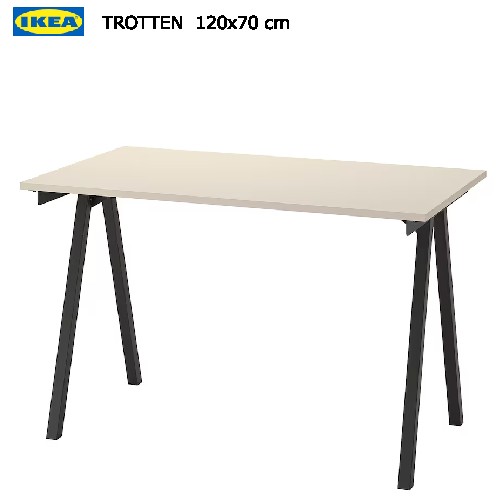 ＊202310IKEA イケア TROTTEN トロッテン デスク ベージュ/チャコール 120x70cmコンパクト オフィス ワークスペース机 デスク コンパクト テーブル 勉強机IKEA イケア おしゃれ 家具894.295.69