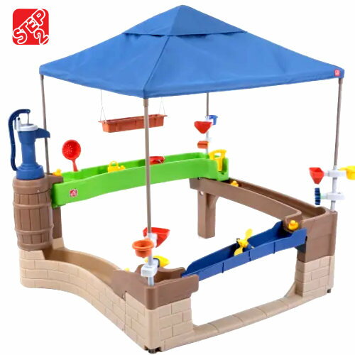 【在庫限り】202205ステップ2 パンプ＆スプラッシュ シェイディ オアシスStep2 Pump & Splash Shady Oasisシェイド付き パビリオンスタイル ウォーターアクティビティ14個アクセサリー付水遊び おもちゃ プレゼント対象年齢：2歳以上1721400のサムネイル