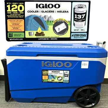 IGLOO イグルー COOLER 90QT 85L大容量 クーラーボックス 大型 釣り 車輪 トレイ付きクールボックス ホイール 車輪付き【smtb-ms】1300116