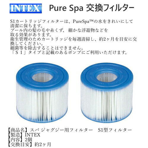 INTEX Pure Spa ジャグジー用 浄化ポンプ用インテックス S1型フィルター 交換フィルターフィルターカートリッジ S1【smtb-ms】n0116